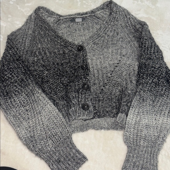 Natural Reflections Sweaters - Natural Reflections Black and Gray Women's Cardigan